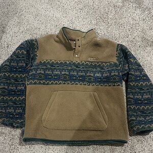 Columbia Patterned Tan and Blue Fleece pullover